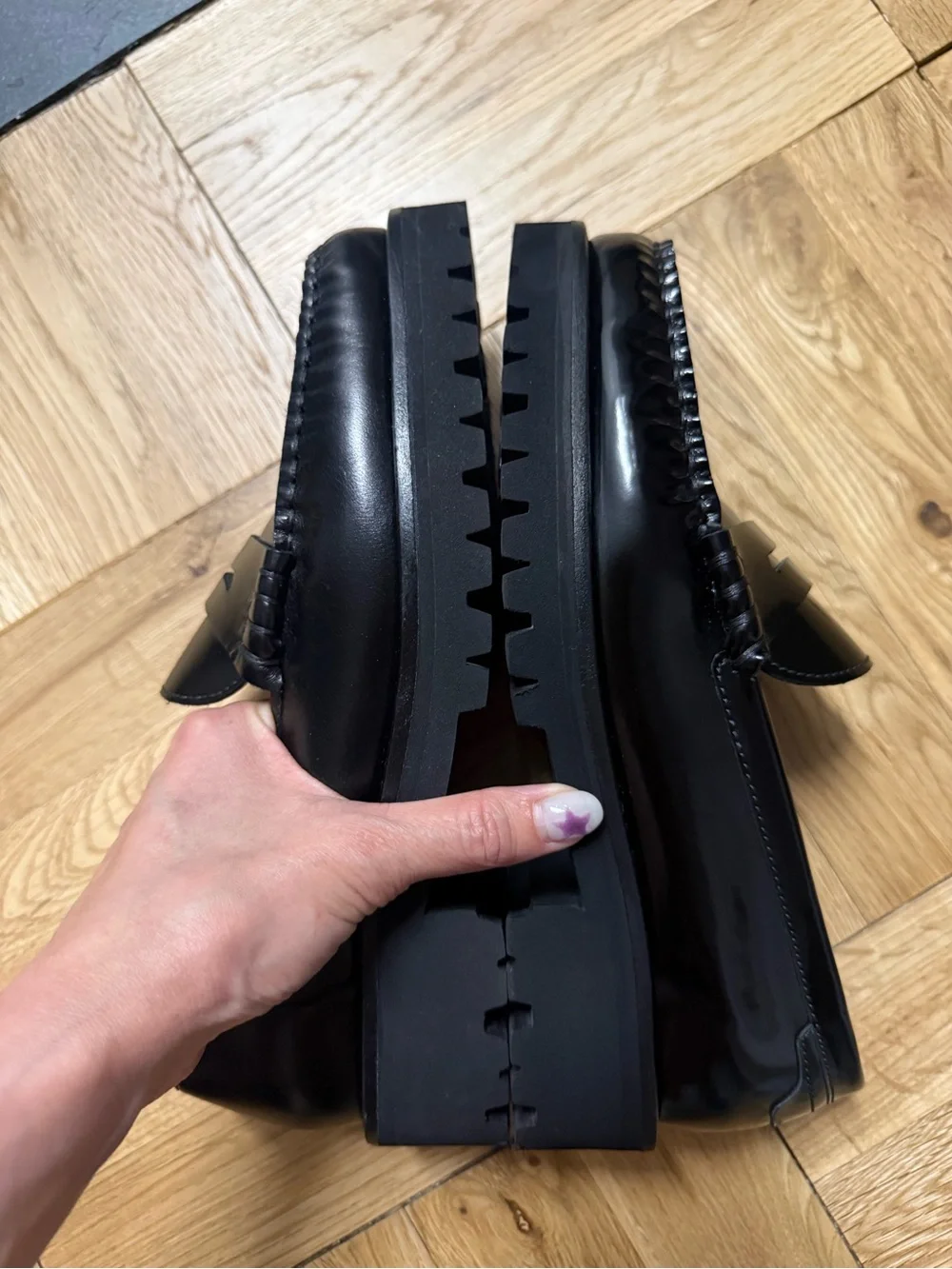 Margaux Women’s Louisa Black Leather Penny Loafers (not shiny) Sz 7